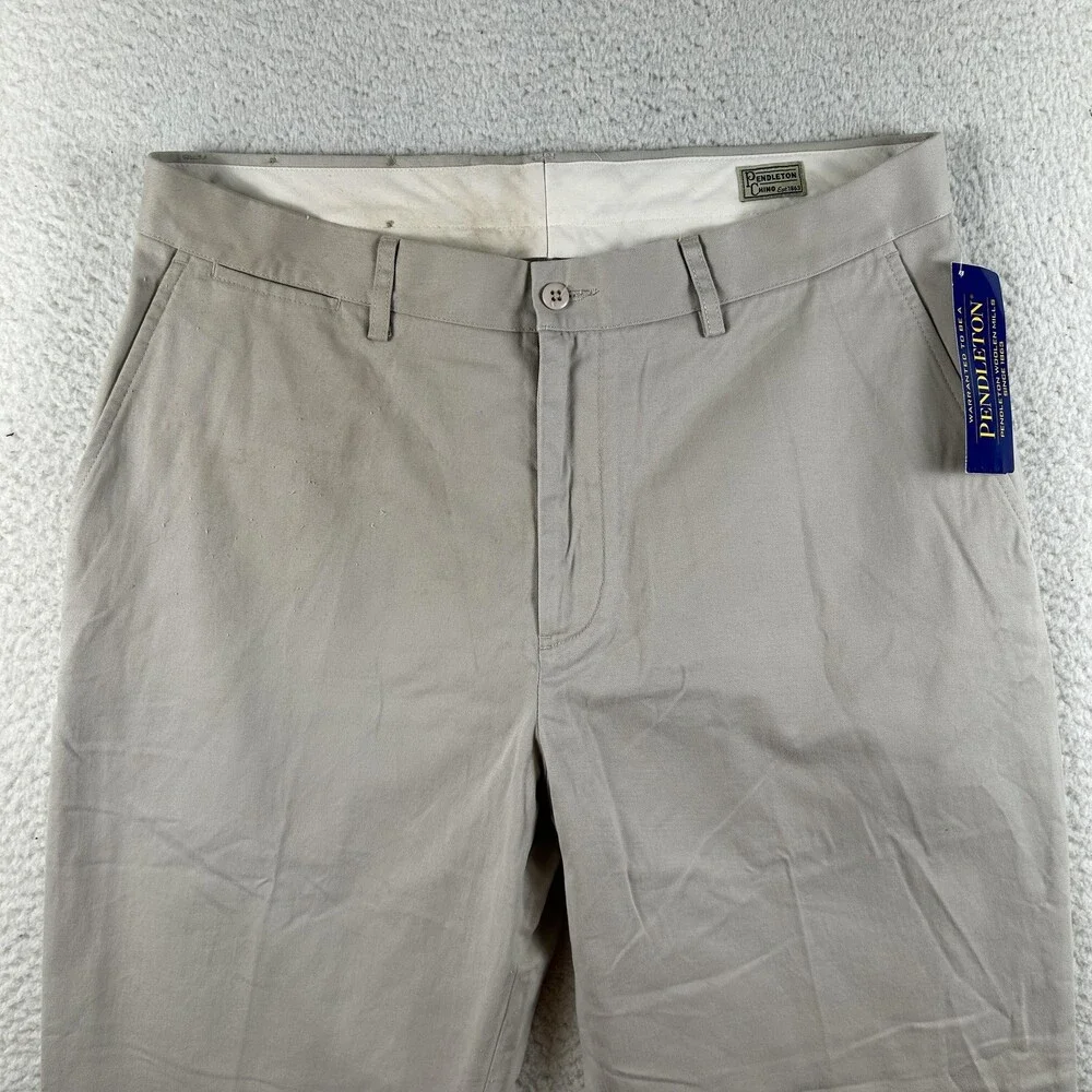 Pendleton Pants Mens 36x30 Beige Chino Flat Front Cotton Twill Straight Leg
